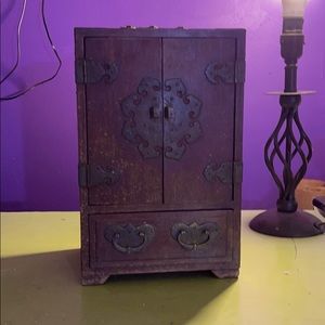 Antique Vintage Asian Jewelry wood Box
